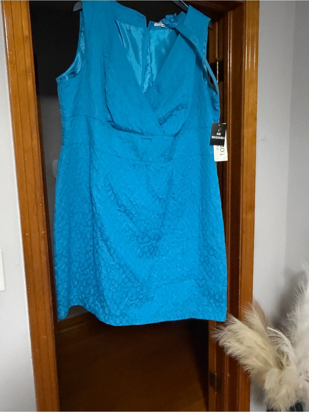 Studio Turquoise Blue Sleeveless V-Neck Textured Dress